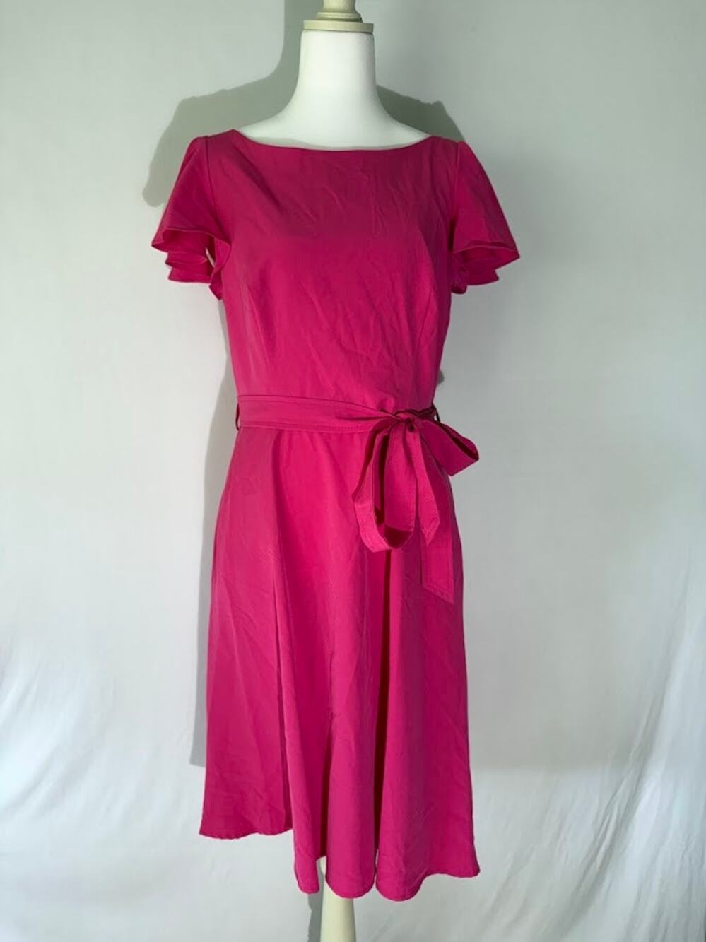 Calvin Klein Women's Flutter-Sleeve Tie-Waist Pink Dress, Size 6